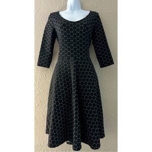 Leota Women’s Fit and Flare A-Line Black and White Dress
